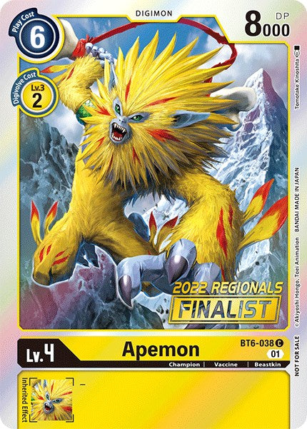 Apemon (2022 Championship Online Regional) [Online Finalist] [BT6-038] [Double Diamond] Foil
