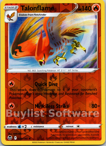 Talonflame [029/195] [Silver Tempest] Reverse Holofoil