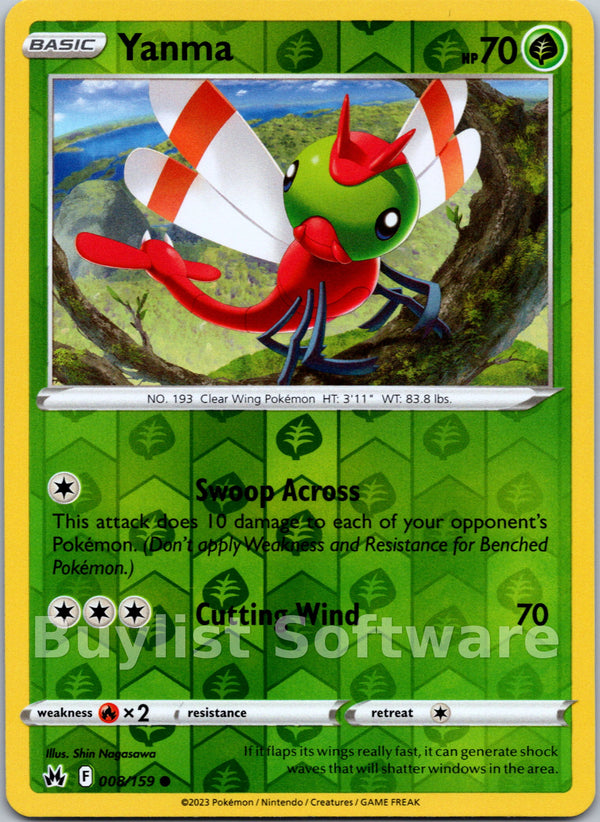 Yanma [008/159] [Crown Zenith] Reverse Holofoil
