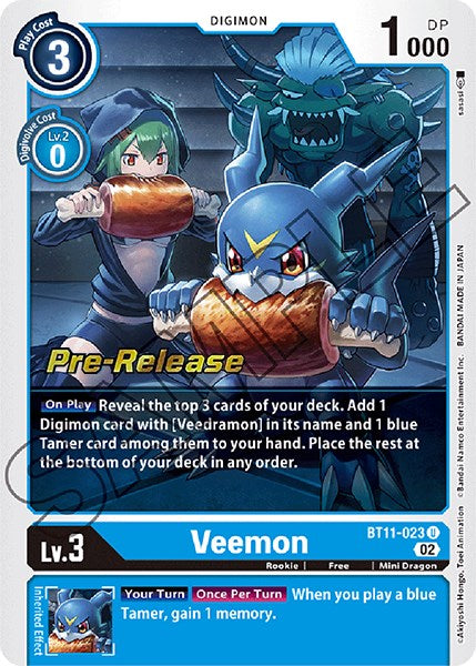 Veemon [BT11-023] [Dimensional Phase Pre-Release Cards] Foil