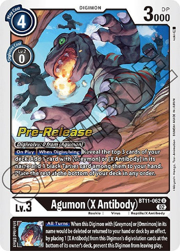 Agumon (X Antibody) [BT11-062] [Dimensional Phase Pre-Release Cards] Foil