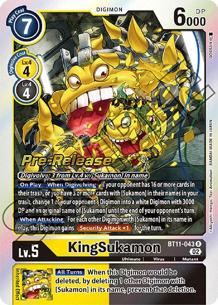 KingSukamon [BT11-043] [Dimensional Phase Pre-Release Cards] Foil