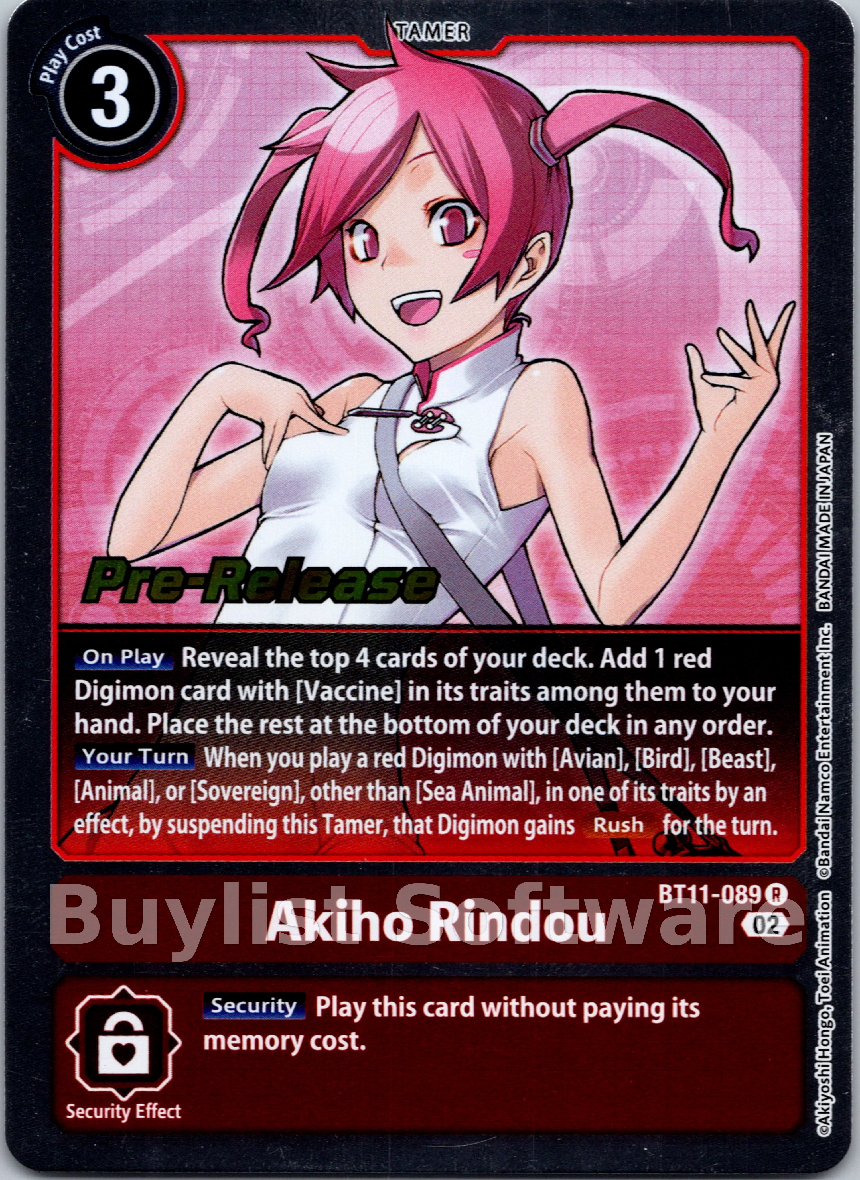 Akiho Rindou [BT11-089 R] [Dimensional Phase Pre-Release Cards] Foil