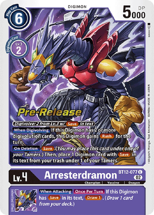 Arresterdramon [BT12-077] [Across Time Pre-Release Cards] Foil