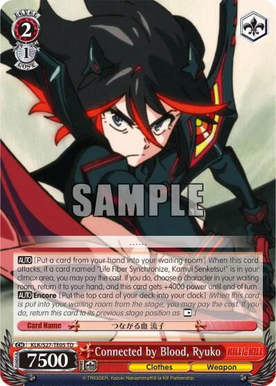 4d91944a-0b46-47fa-bea9-fb030e9bcfeb | ws-klk/s27-te05-td-nf-killlakill-t-tri-nm | Connected by Blood, Ryuko (TD)