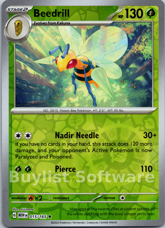 Beedrill [015/165] [Scarlet & Violet 151] Reverse Holofoil