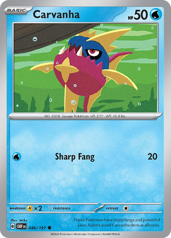 Carvanha [046/197] [Obsidian Flames] Reverse Holofoil