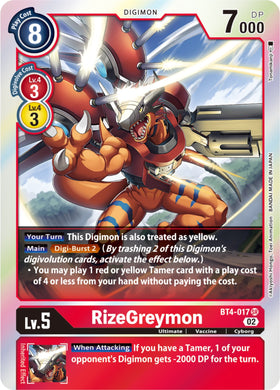 RizeGreymon - BT4-017 (Resurgence Booster Reprint) [BT4-017] [Resurgence Booster] Foil