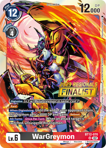 WarGreymon (2023 Regionals Finalist) [BT12-070] [Across Time] Foil