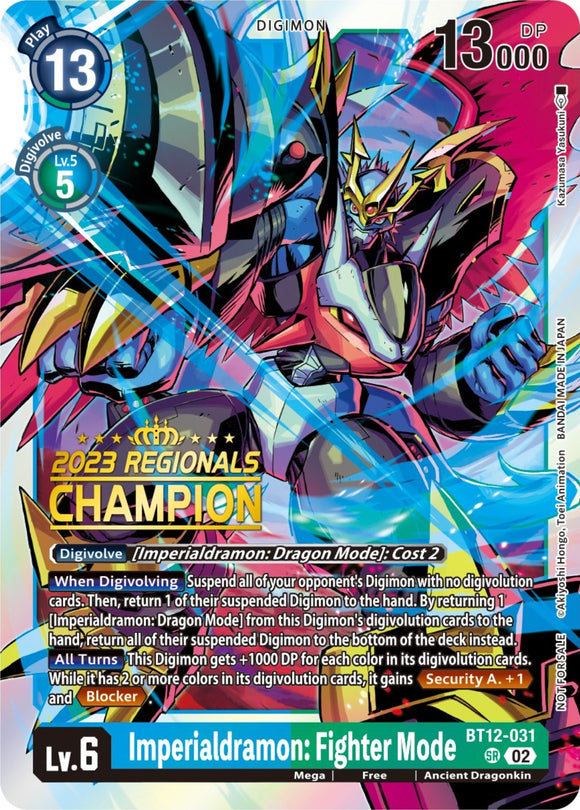 Imperialdramon: Fighter Mode (2023 Regionals Champion) [BT12-031] [Across Time] Foil
