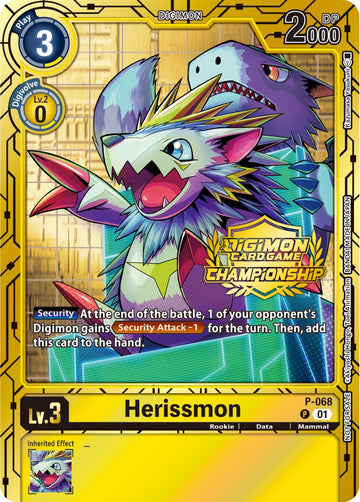 Herissmon (Championship 2023 Gold Card Set) [P-068] [Digimon Promotion Cards] Foil