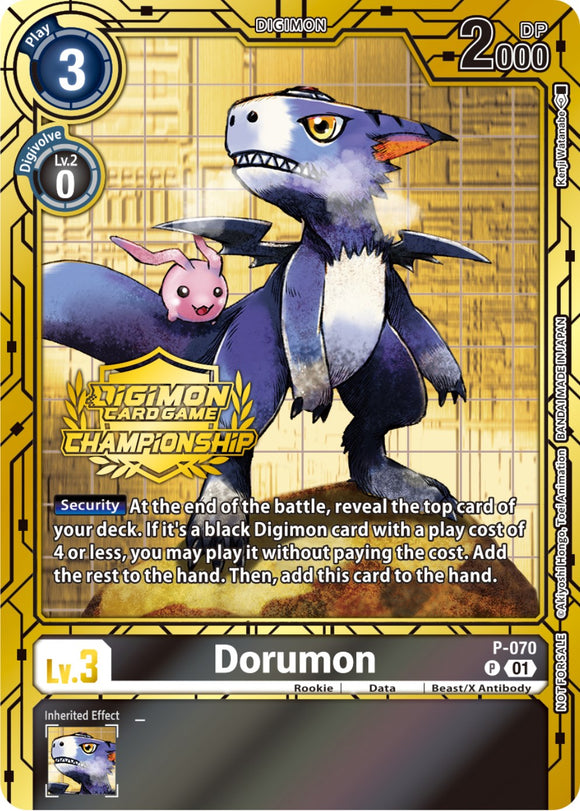 Dorumon - P-070 (Championship 2023 Gold Card Set) [P-070 P] [Digimon Promotion Cards] Foil