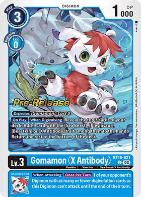Gomamon (X Antibody) [BT15-021] [Exceed Apocalypse Pre-Release Cards] Foil