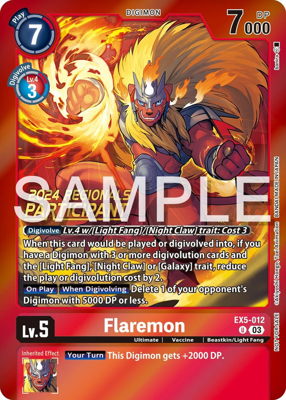 Flaremon (2024 Regionals Participant) [EX5-012 U] [Animal Colosseum] Foil