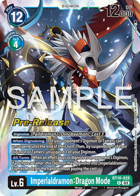 Imperialdramon: Dragon Mode [BT16-028] [Beginning Observer Pre-Release Cards] Foil