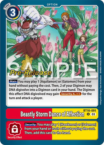 Beastly Storm Dance of Affection [BT16-091 U] [Beginning Observer Pre-Release Cards] Foil
