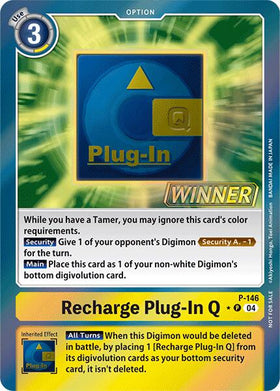 Recharge Plug-In Q - P-146 (Store Tournament 2024 Jul. - Sep. Winner Pack) [P-146] [Digimon Promotion Cards] Foil