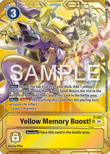 Yellow Memory Boost! (Premium Card Collection - Memory Boost! Set) [P-037] [Digimon Promotion Cards] Foil