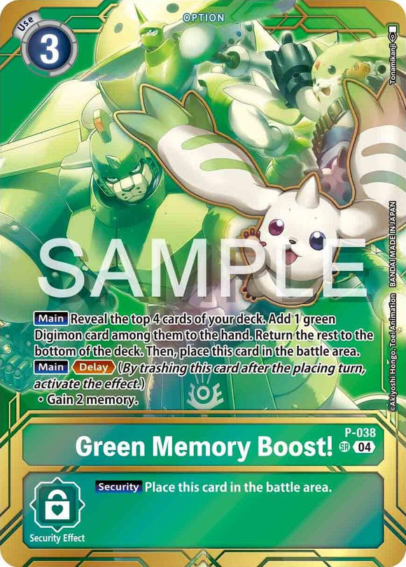Green Memory Boost! - P-038 (Premium Card Collection - Memory Boost! Set) [P-038 P] [Digimon Promotion Cards] Foil