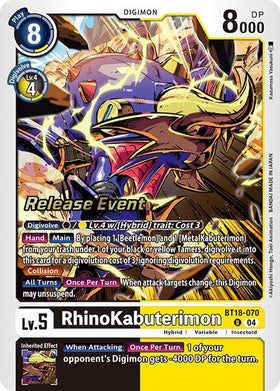 RhinoKabuterimon [BT18-070] [Release Special Booster 2.0 Celebration Event Cards] Foil