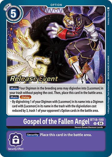 Gospel of the Fallen Angel [BT18-100] [Release Special Booster 2.0 Celebration Event Cards] Foil