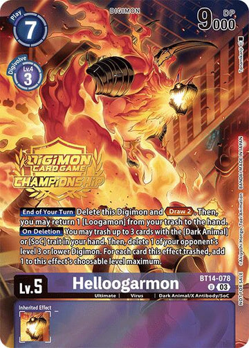 Helloogarmon (Championship 2024 Tamers Pack) [BT14-078] [Blast Ace] Foil
