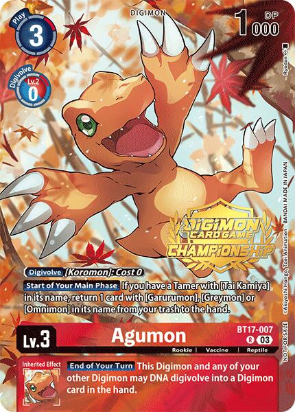 Agumon (Championship 2024 Tamers Pack) [BT17-007] [Secret Crisis] Foil