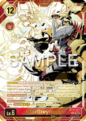 WarGreymon (Rare Pull) [BT14-101] [Release Special Booster 2.5] Foil
