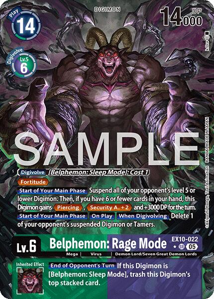 Belphemon: Rage Mode (Alternate Art) [EX10-022 SR] [Sinister Order] Foil