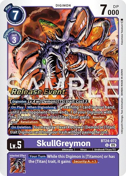 SkullGreymon [BT24-072 U] [Time Stranger Release Events Cards] Foil