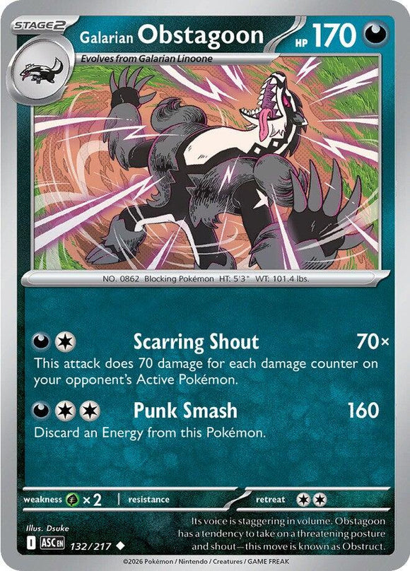 Galarian Obstagoon - 132/217 [132/217] [Ascended Heroes] Reverse Holofoil