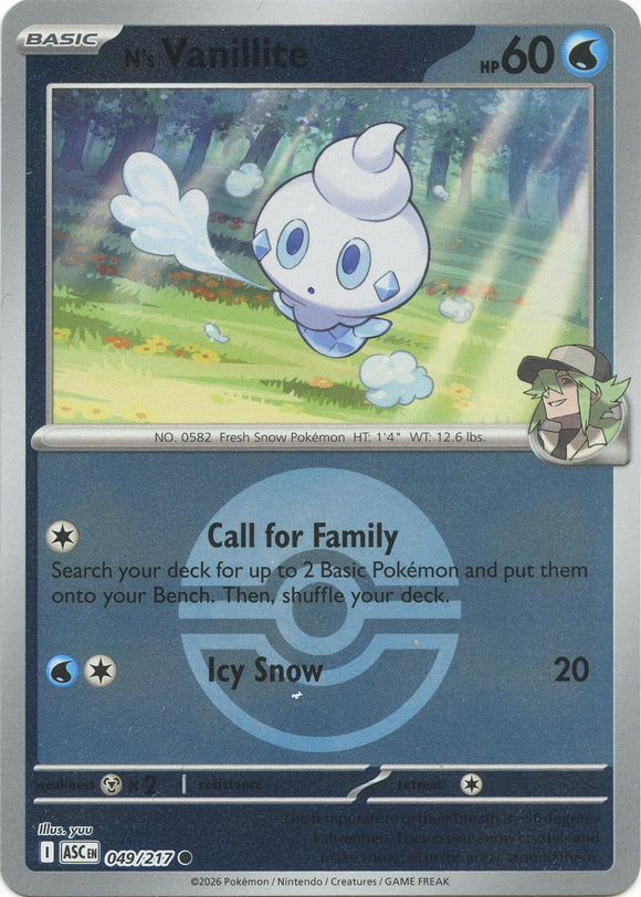 N's Vanillite (Poke Ball) [049/217] [Ascended Heroes] Reverse Holofoil