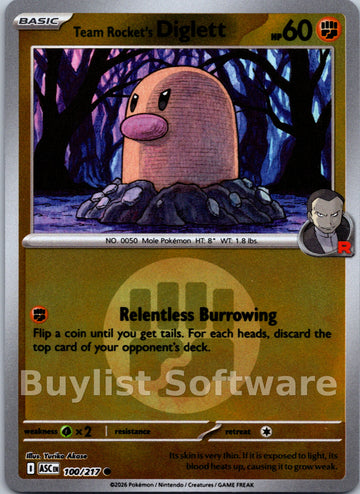 Team Rocket's Diglett (Energy Symbol Pattern) [100/217] [Ascended Heroes] Reverse Holofoil