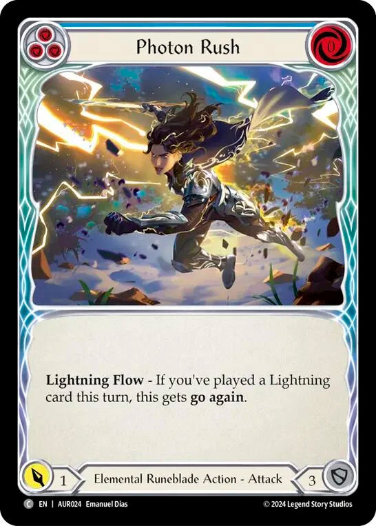 7f998800-094f-4d95-9b49-c412d4de43f2 | fab-aur024-nf-1ststri-b-com-nm | Photon Rush (Blue)
