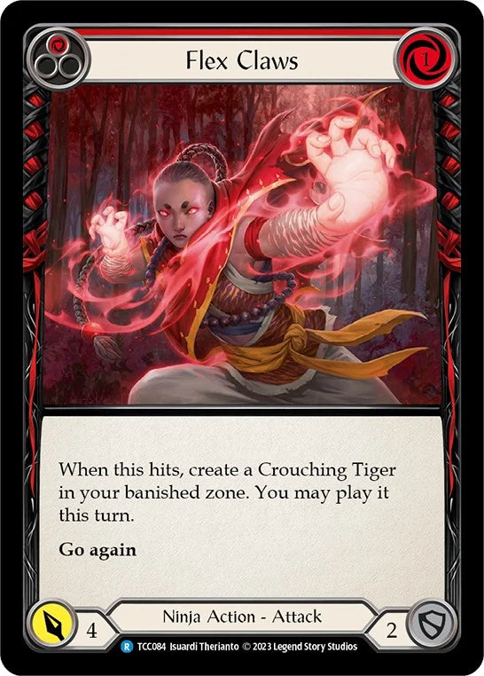 7f998800-094f-4d95-9b49-c412d4de43f2 | fab-tcc084-nf-rounthetabltccx-r-rar-nm | Flex Claws (Red)