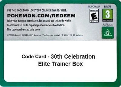 Code Card - 30th Celebration Elite Trainer Box