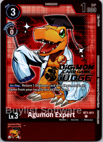 Agumon Expert (Judge Pack 4) [BT1-011] [Release Special Booster 1.0] Foil