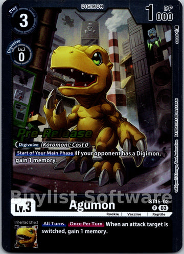 Agumon [ST15-02] [Starter Deck 15: Dragon of Courage Pre-Release Cards] Foil