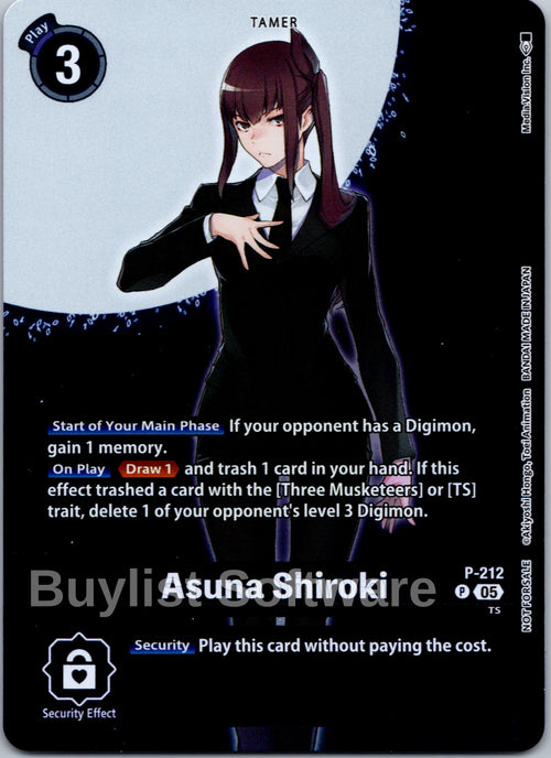 Asuna Shiroki (Hacker's Slumber Box Promotion Pack) [P-212] [Digimon Promotion Cards] Foil