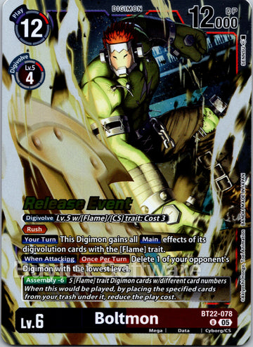 Boltmon [BT22-078] [Cyber Eden Release Event Cards] Foil