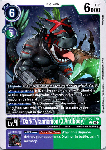 Dark Tyrannomon (X Antibody) [BT22-070] [Cyber Eden]