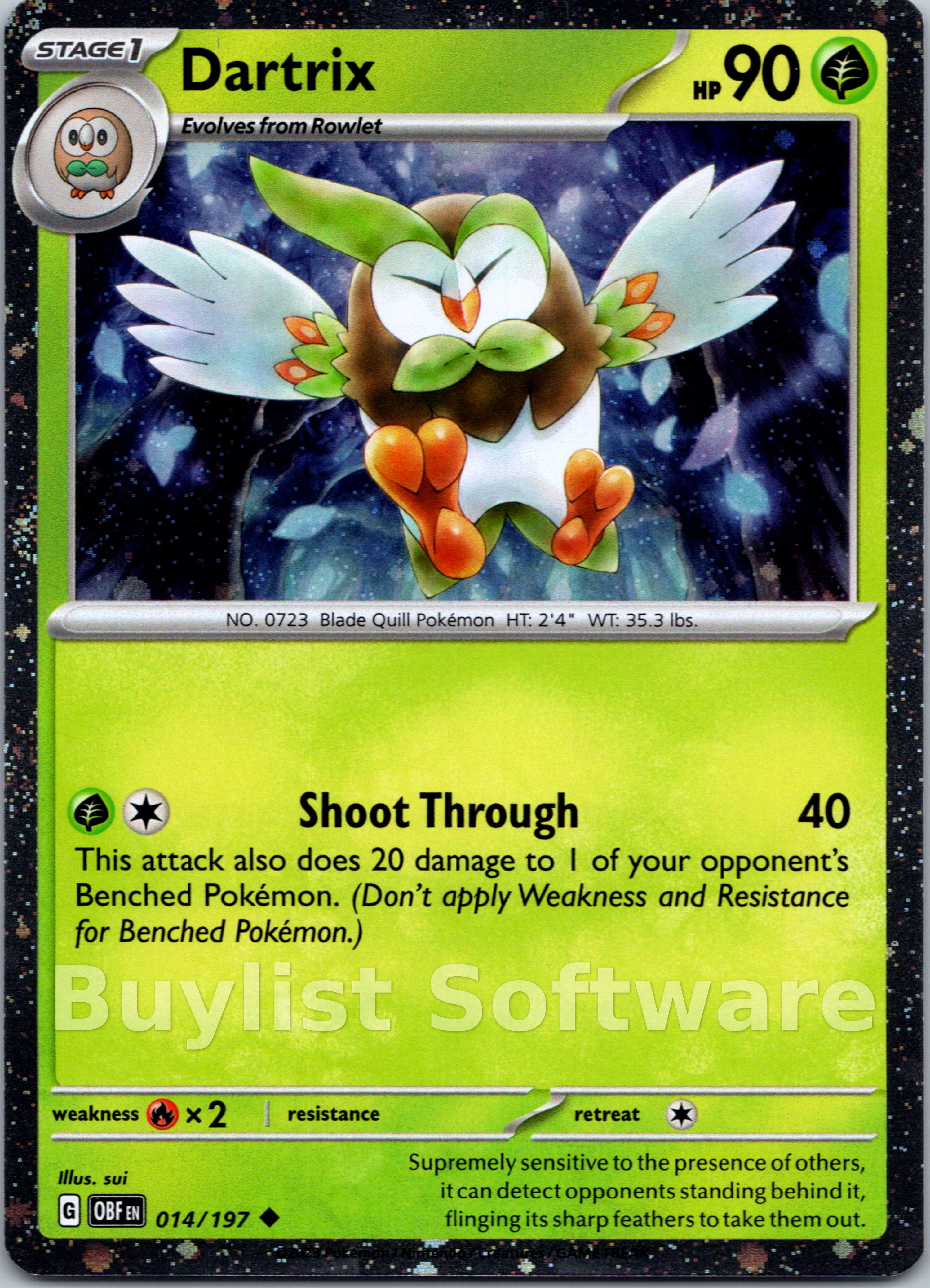 pokemon dartrix card Dartrix (Cosmos Holo) [014/197] [Obsidian Flames] Holofoil