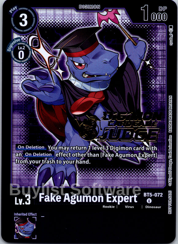 Fake Agumon Expert (Judge Pack 4) [BT5-072] [Battle of Omni] Foil
