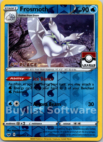 Frosmoth (League Challenge) [4th Place] [064/202] [League & Championship Cards] Reverse Holofoil