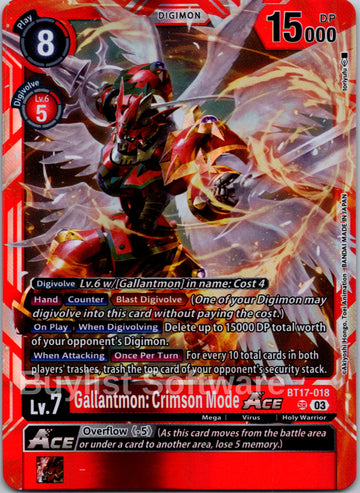 Gallantmon: Crimson Mode ACE [BT17-018] [Secret Crisis] Foil