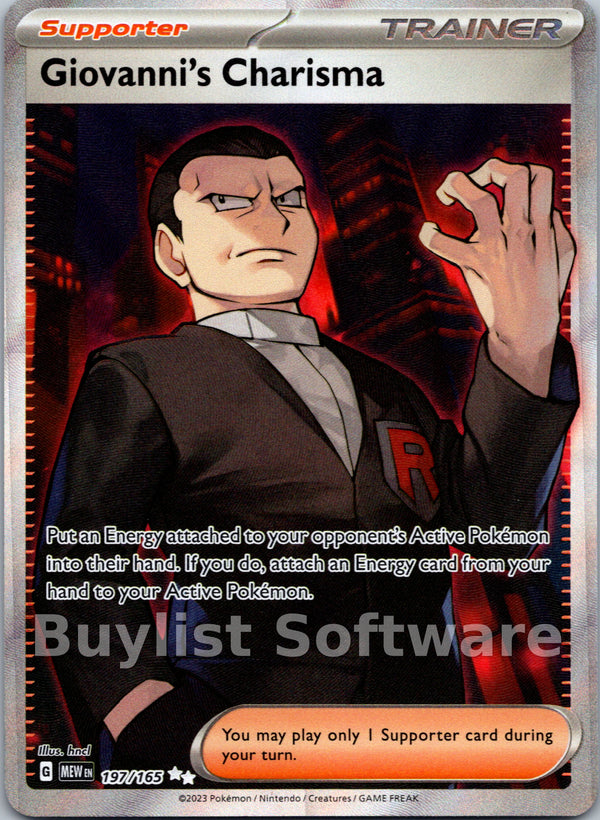 Giovanni's Charisma [197/165] [Scarlet & Violet 151] Holofoil