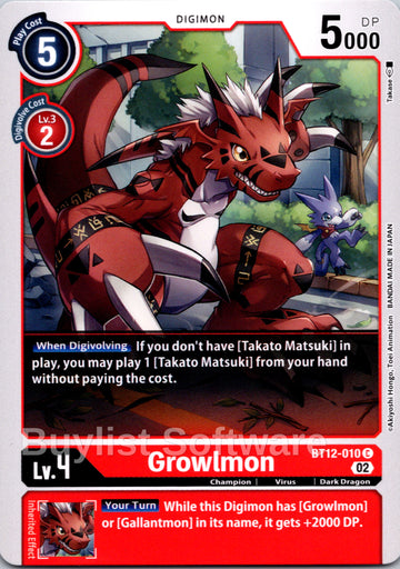 Growlmon [BT12-010] [Across Time]