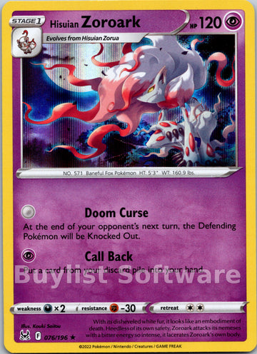 Hisuian Zoroark [076/196] [Lost Origin] Holofoil