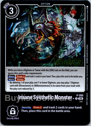 Insane Synthetic Monster (Store Tournament 2025 Vol.4 Winner Pack) [P-205] [Digimon Promotion Cards] Foil