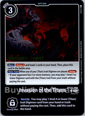 Invasion of the Titans [BT24-098 U] [Time Stranger Release Events Cards] Foil